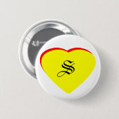 "S" Herz-Gelb-Hochzeit Einladung des MUSEUMS Button (Vorne & Hinten)