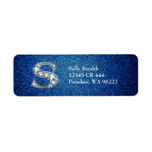 S Imitate Diamond auf Denim Rücksendeadresse-Label