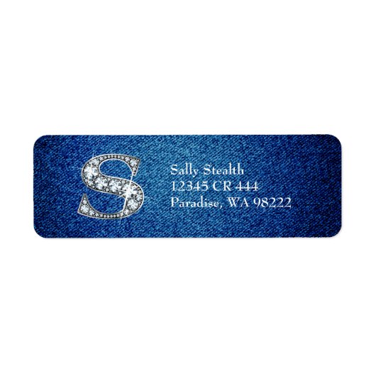 S Imitate Diamond auf Denim Rücksendeadresse-Label (Vorne)