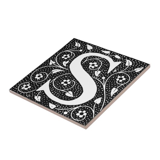 S Initial Vintag blumenreich Fliese (Seite)