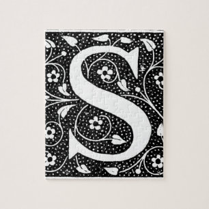 S Initial Vintag blumenreich Puzzle