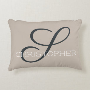 S Initiale Elegantes Taupe Beige Monogramm Dekokissen
