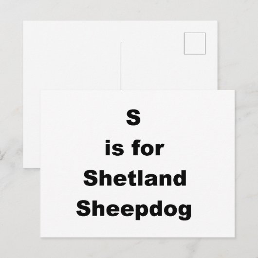 s is for Shetland Sheepdog Postkarte (Vorne/Hinten)
