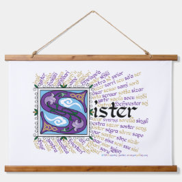 S is for Sister Tapestry Wandteppich Mit Holzrahmen