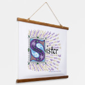S is for Sister Tapestry Wandteppich Mit Holzrahmen (Gewinkelt)