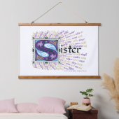 S is for Sister Tapestry Wandteppich Mit Holzrahmen (Schlafzimmer)