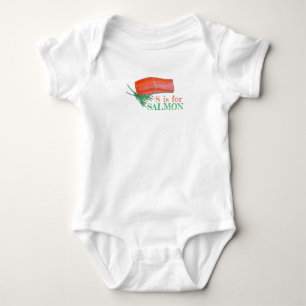S ist für SALMON Alaskan Fisch Seafood Letter ABCs Baby Strampler
