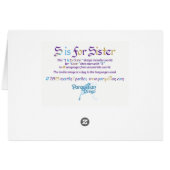 S ist für Sister Card (Rückseite Horizontal)