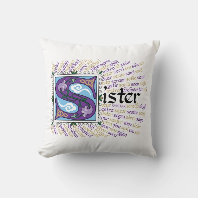 S ist für Sister Pillow Kissen (Vorderseite)