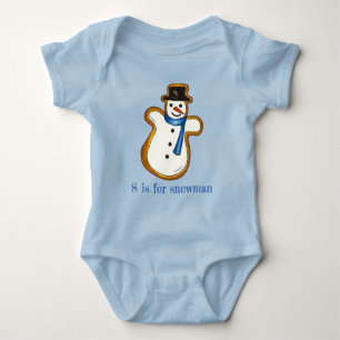 S ist für Snowman Snow Man Winter Weihnachtsfeiert Baby Strampler