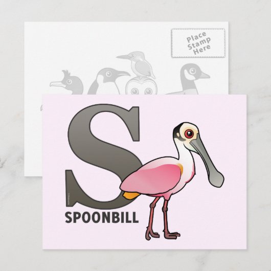 S ist für Spoonbill Postkarte (Vorne/Hinten)