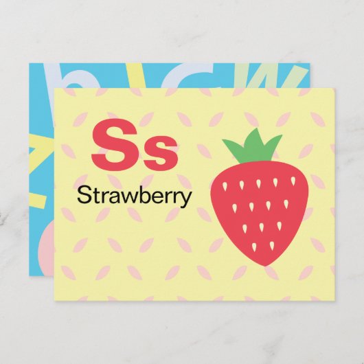 S ist für Strawberry - Alphabet Flash Card Postkarte (Vorne/Hinten)