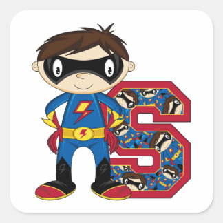 S ist für Superhero Quadratischer Aufkleber