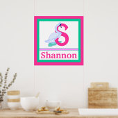 S ist für Swan und Mädchenname Mauer für Kinder Poster (Küche)