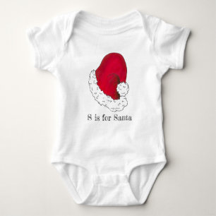 S ist für Weihnachten Red Santa Claus Hat Baby Strampler