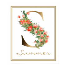 S Letter Gold Monogram Orange Blume