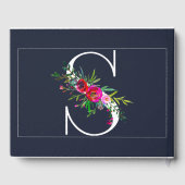 S Letter Initial Monogram Floral Name Wedding Gästebuch (Rückseite)
