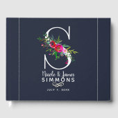 S Letter Initial Monogram Floral Name Wedding Gästebuch (Vorderseite)