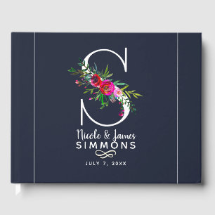 S Letter Initial Monogram Floral Name Wedding Gästebuch