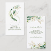 S Letter Monogram Gold Greenerity Blätter Elegant Visitenkarte (Vorne/Hinten)