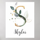 S Letter Monogram Greenerity Kinderzimmer Name Wal Poster (Vorne)