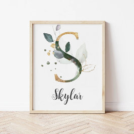 S Letter Monogram Greenerity Kinderzimmer Name Wal Poster