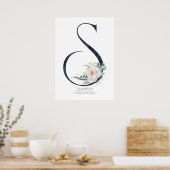 S Letter Monogram Weiße Blume und Grüne Poster (Küche)