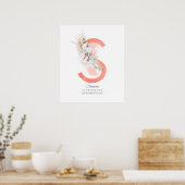 S Letter Monogram White Orchias and Pampas Grass Poster (Küche)