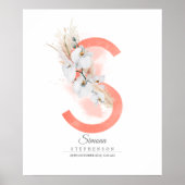 S Letter Monogram White Orchias and Pampas Grass Poster (Vorne)