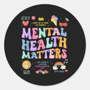 S Mental Health Groovy Mental Health Awareness Mon Runder Aufkleber