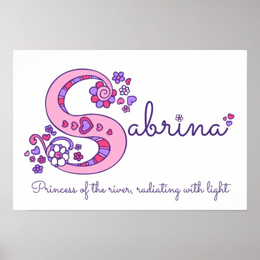 S monogram art Sabrina girls name meint poster (Vorne)