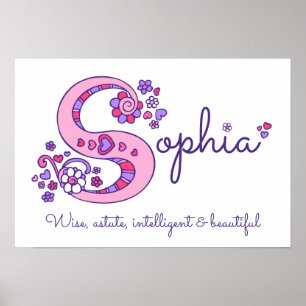 S monogram art Sophia girls name meint poster