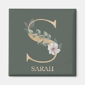 S Monogram Floral Personalisiert Magnet (Vorne)
