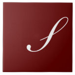S Monogram, Initial White on Maroon, Fliese<br><div class="desc">Classic White Letter Monogram on Dark Red Background,  S.</div>