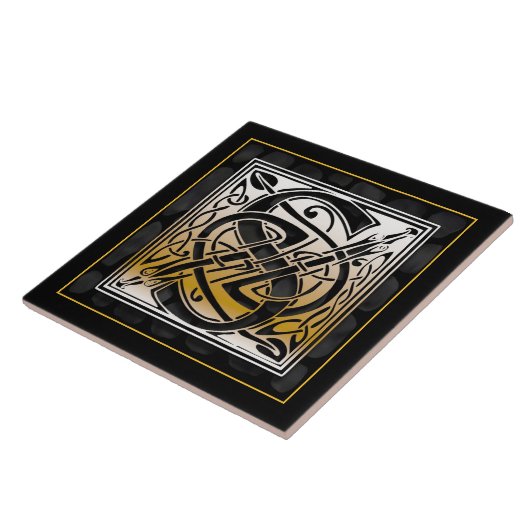 S Monogram Keltic Black Stone Keramik Tiles Fliese (Seite)