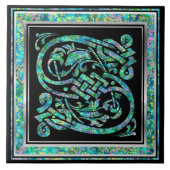 S Monogram "Masselle Blue" Keramik Tiles Fliese (Vorderseite)