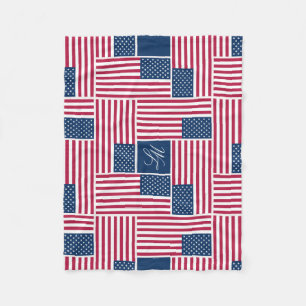 S Monogram Patrioten-Amerikanische Flagge American Fleecedecke