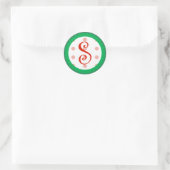 S Monogram (Whimsical Christmas) Runder Aufkleber (Tasche)