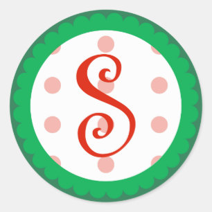 S Monogram (Whimsical Christmas) Runder Aufkleber