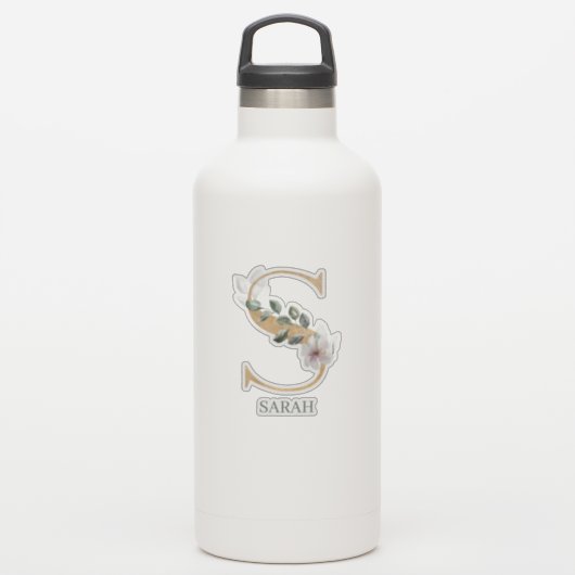 S Monogramm Floral Personalisiert Aufkleber (Wassserflasche)