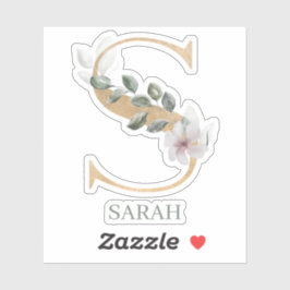 S Monogramm Floral Personalisiert Aufkleber