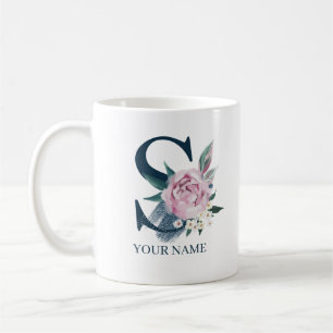 S Monogramm Floral Personalisiert Kaffeetasse