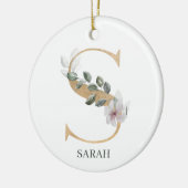 S Monogramm Floral Personalisiert Keramik Ornament (Links)