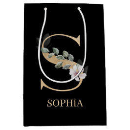 S Monogramm Floral Personalisiert Mittlere Geschenktüte