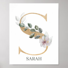 S Monogramm Floral Personalisiert Poster