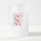 S-Monogramm-"gotischer Regenbogen-" Tassenschalen Mattglas Bierglas (Vorderseite Links)