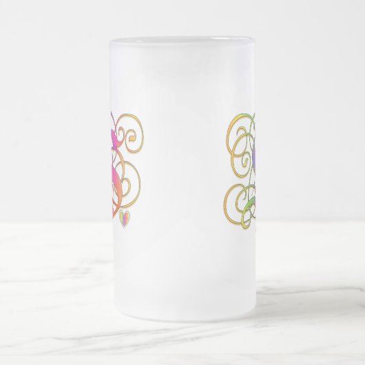 S-Monogramm-"gotischer Regenbogen-" Tassenschalen Mattglas Bierglas (Mittel)