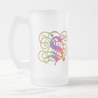 S-Monogramm-"gotischer Regenbogen-" Tassenschalen Mattglas Bierglas