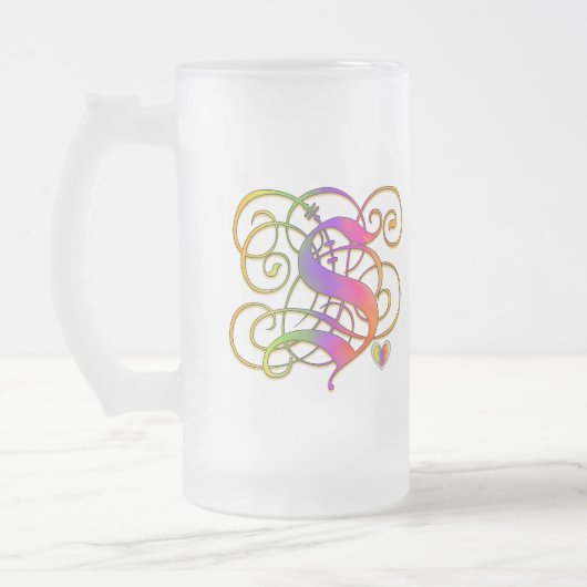 S-Monogramm-"gotischer Regenbogen-" Tassenschalen Mattglas Bierglas (Links)