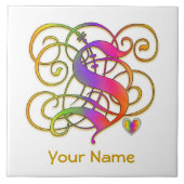 S Monogramm Ihr Name "Gothic Rainbow" Keramik Tile Fliese (Vorderseite)